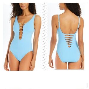 Bleu Rod Beattie Kore Lace-Down Wood One Piece Size 12